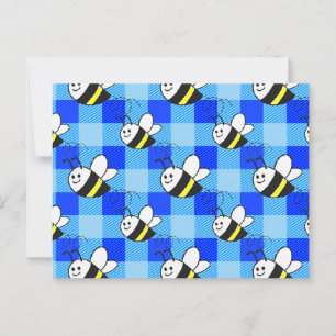 Carte Postale Little Bee Blue Plaid Motif personnalisé