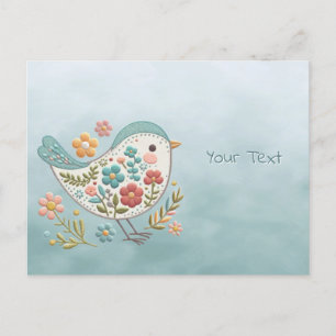 Carte postale Little Bird Blue Rose Fleurs