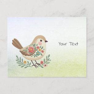 Carte postale Little Bird Floral Gold