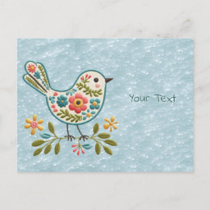 Carte postale Little Bird Floral Green Leaves