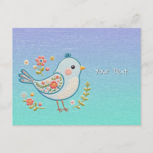 Carte postale Little Blue Bird Floral