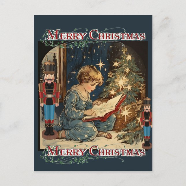 Carte Postale Little Boy Nutcrackers Art Joyeux Noël (Devant)