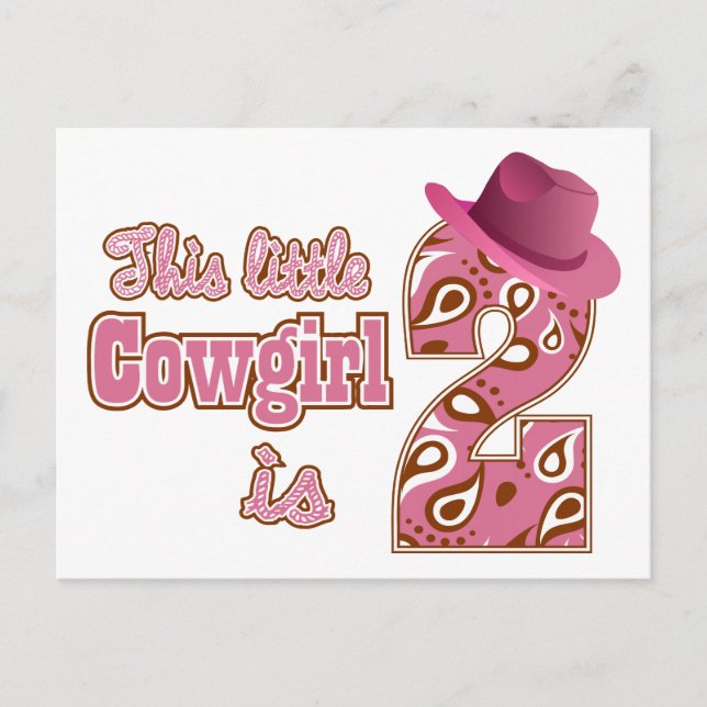 Carte Postale Little Cowgirl 2e anniversaire (Devant)