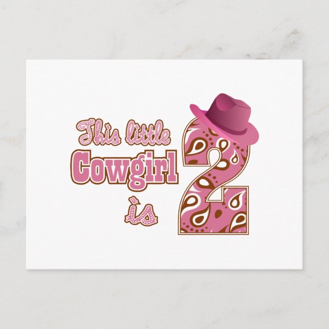 Carte Postale Little Cowgirl 2e anniversaire (Devant)