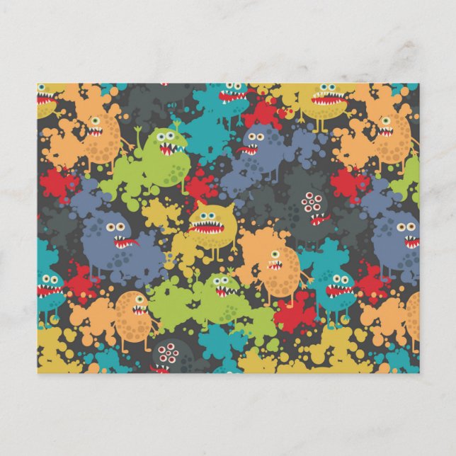 Carte Postale Little cute funny monsters (Devant)