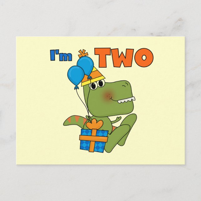 Carte Postale Little Dino 2e Anniversaire Tshirts et cadeaux (Devant)