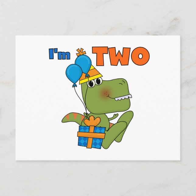Carte Postale Little Dino 2e Anniversaire Tshirts et cadeaux (Devant)