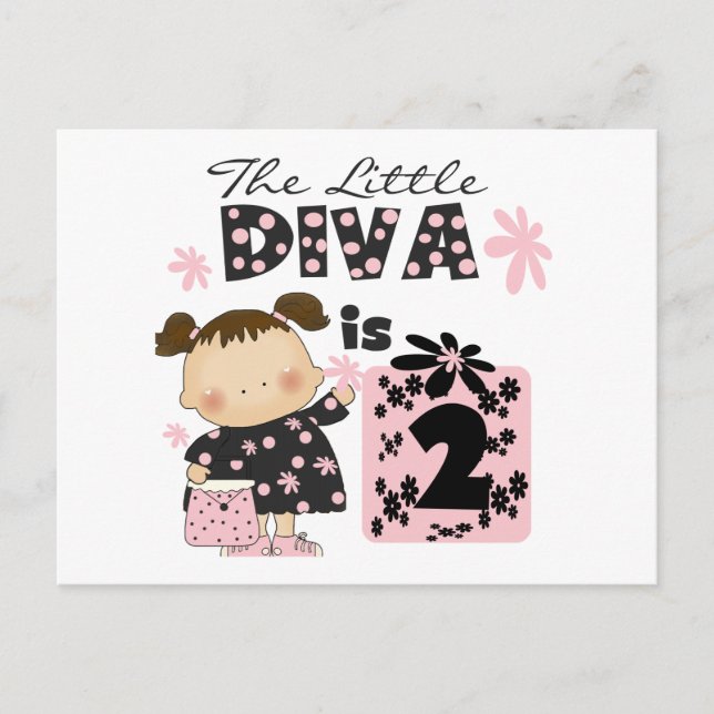 Carte Postale Little Diva 2e Anniversaire Tshirts et cadeaux (Devant)