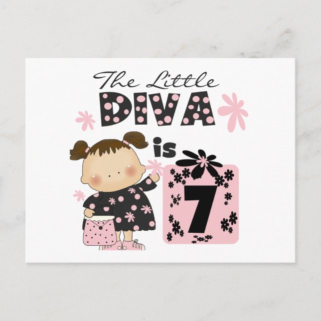 Carte Postale Little Diva 7th Birthday Tshirts et cadeaux (Devant)