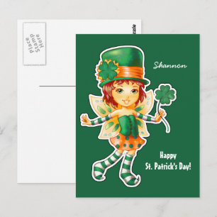 Carte Postale Little Fairy Irish Girl St. Patrick's Day Custom