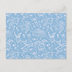 Carte Postale Little Hearts and Bunnies - motif transparent.