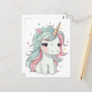 Carte Postale Little Kawaii Unicorn