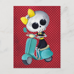 Carte Postale Little Miss Death sur scooter