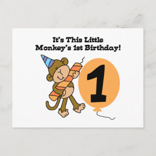 Carte Postale Little Monkey 1er Anniversaire Tshirts et cadeaux