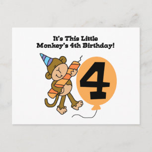 Carte Postale Little Monkey 4th Birthday Tshirts et cadeaux