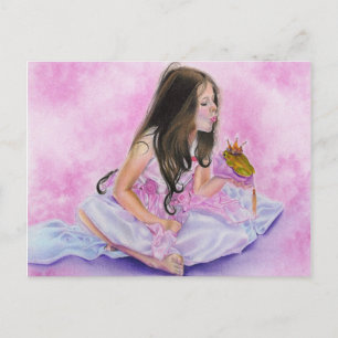 Carte Postale Little Princess Kissing Frog Postcard
