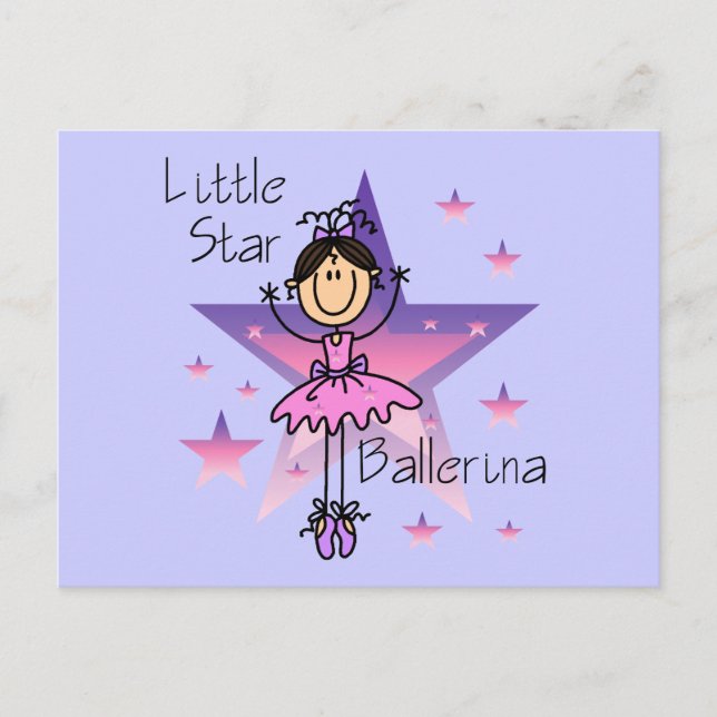 Carte Postale Little Star Ballerina - Cheveux Brown (Devant)