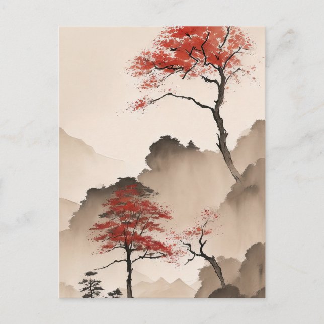 Carte Postale Littoral Japonais Minimaliste (Devant)
