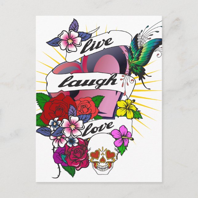Carte Postale Live Lauder Love Coeur Tattoo Design (Devant)