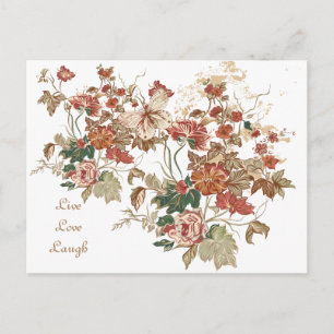 Carte Postale LIve Love Laugh Floral Butterfly Postcard Art