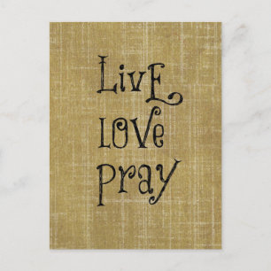 Carte Postale Live Love Pray Christian Citation Affirmation