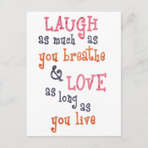 Carte Postale Live rire amour simple citation
