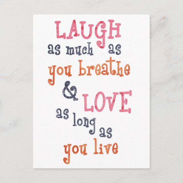 Carte Postale Live rire amour simple citation (Devant)