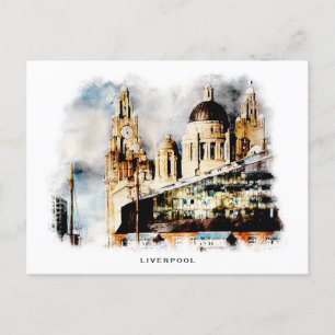 Carte postale Liverpool en aquarelle