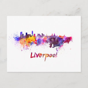 Carte Postale Liverpool skyline en aquarelle