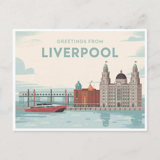 Carte postale Liverpool vintage | Salutations de (Devant)