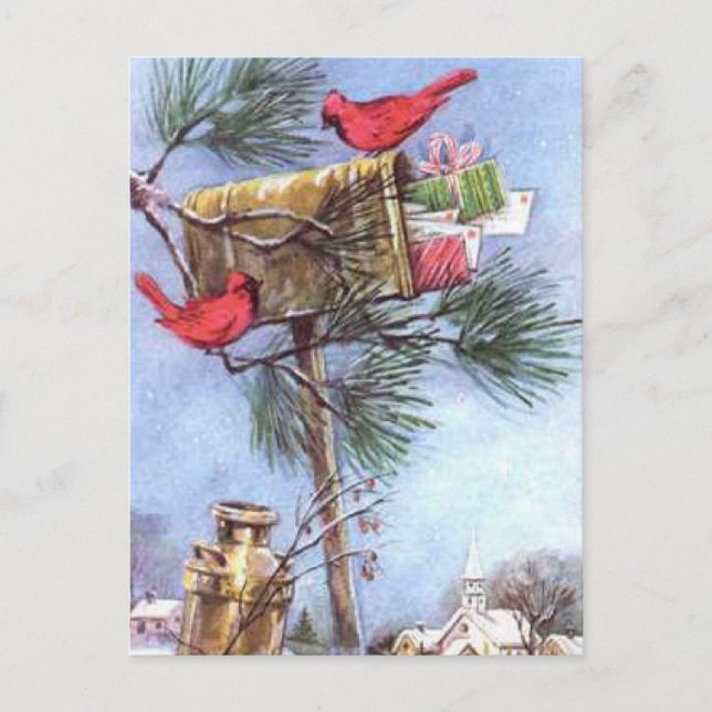 Carte Postale Livraison spéciale, Cardinaux dans une boîte aux l (Devant)