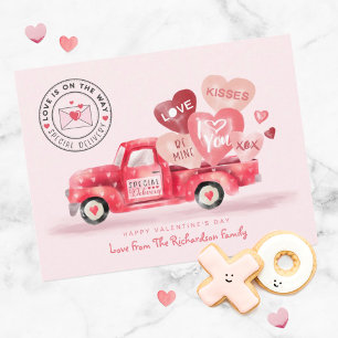 Carte Postale Livraison spéciale de Valentine Camion d'aquarelle