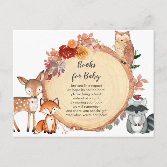 Carte Postale Livre bébé aquarelle florale automnale d'animaux d (Devant)