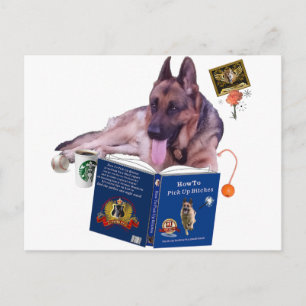 Carte Postale Livre de lecture berger allemand