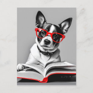 Carte Postale Livre de lecture de chien