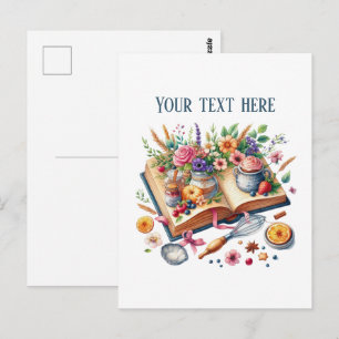 Carte Postale Livre de recettes de boulangerie mignon ajouter un