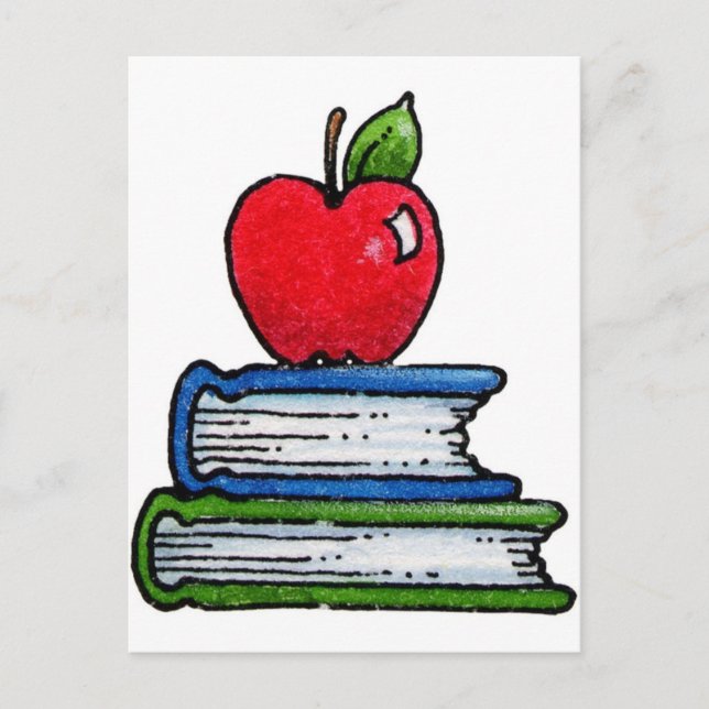 Carte Postale Livre et pomme (Devant)
