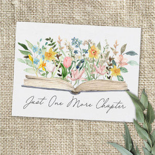 Carte Postale Livre ouvert à l'aquarelle avec fleurs esthétique