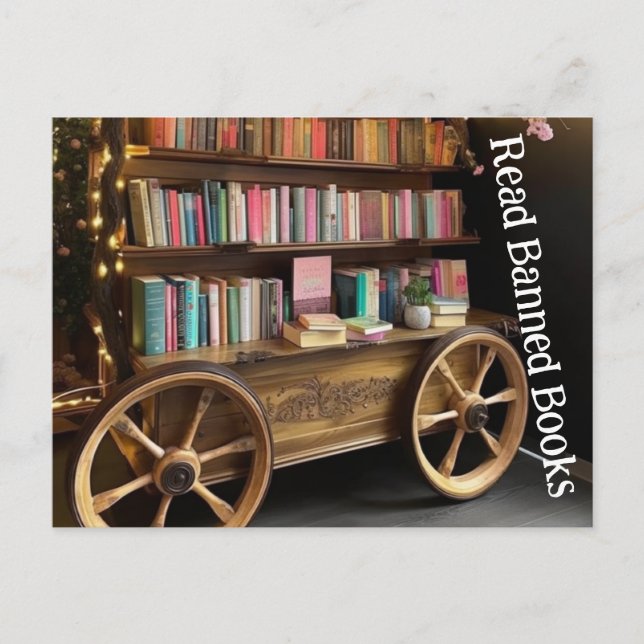 Carte Postale Livre Wagon Lire Livres Interdits (Devant)