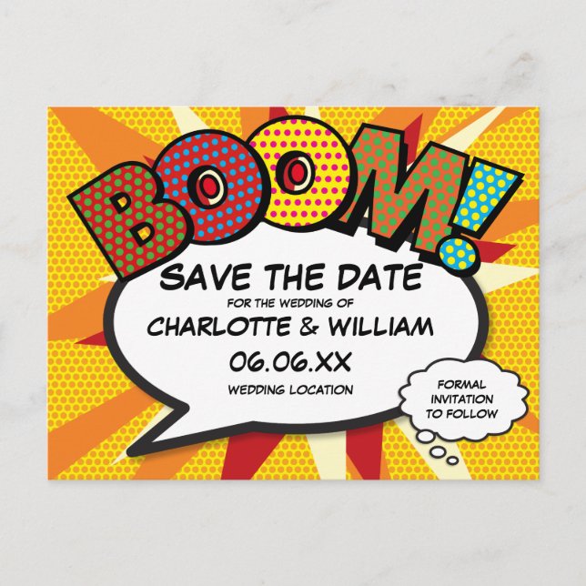 Carte Postale Livres comiques Fun Moderne BOOM Enregistrer la da (Devant)