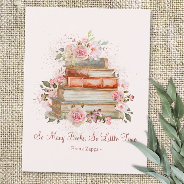Carte Postale Livres de devis personnalisés et roses roses Vinta (Créateur téléchargé)