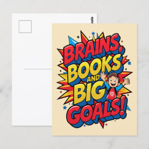 Carte Postale Livres du cerveau et grands objectifs - Amusants R