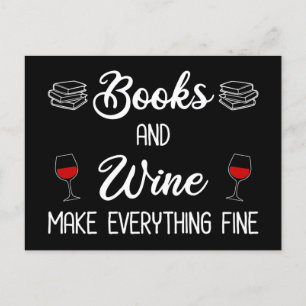 Carte Postale Livres et vin rendent tout fin