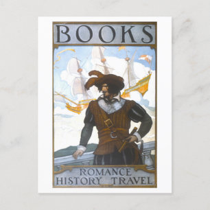 Carte Postale Livres : Romance, Histoire, Voyage Vintage
