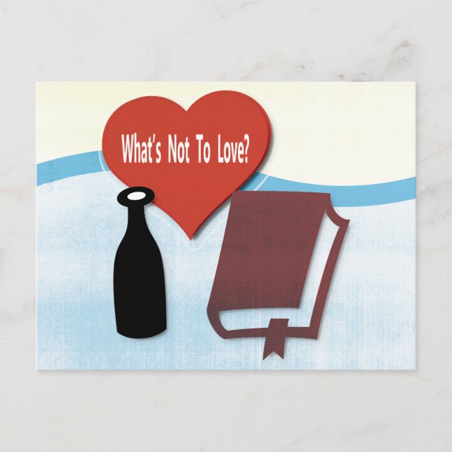 Carte Postale Livres, Vin, Lecture, Club du livre (Devant)