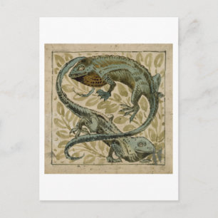 Carte Postale Lizards, conception pour un carrelage (avec papier