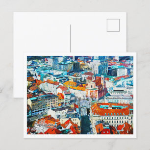 Carte Postale Ljubljana Slovénie Belle peinture à l'huile paysag