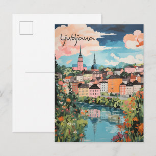 Carte Postale Ljubljana Slovénie Voyage Ville Peinture Esthétiqu
