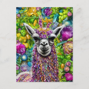 Carte postale Llama colorée