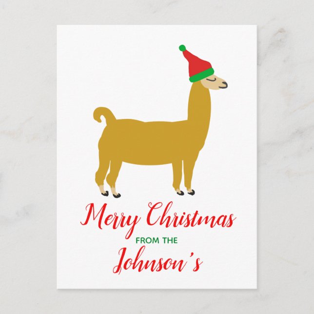 Carte postale Llama de Noël familiale (Devant)